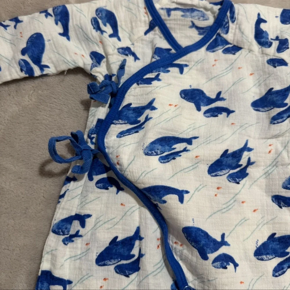 Angel Dear Baby Sleeper‎ tie fish footless one piece outfit 3-6 months